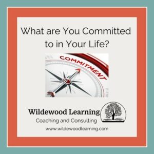 Text reads: What are You Committed to in Your Life? with an image of a compass pointing to the word COMMITMENT. Below is the Wildewood Learning logo and website.